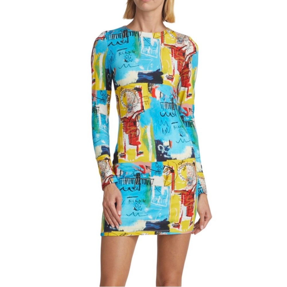 Alice + Olivia Delora Mixed Print Long Sleeve BodyCon Minidress